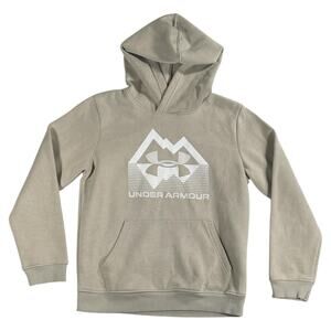 Under Armour Hoodie Pullover Long Sleeve Logo Beige Sz. Youth Medium